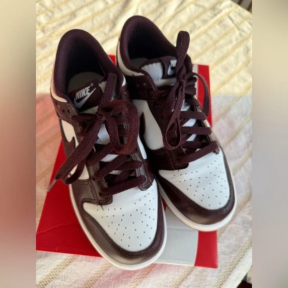 Nike Dunk Low Sneakers - Burgundy Crush and White - Picture 2 of 5